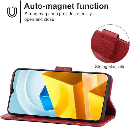 Tel1 Xiaomi Poco M5 Brieftasche Handyhülle Rot