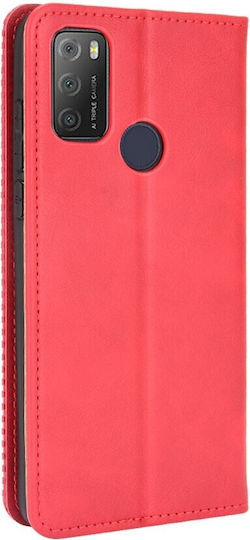 Tel1 Tcl 20y Alcatel 1s 2021 Magnetic Buckle Retro Book Case Red