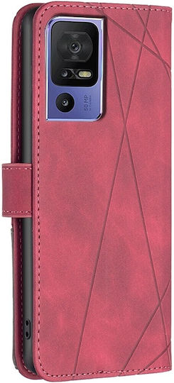 Tel1 Tcl 40 Se Magnetic Buckle Rhombus Θήκη Βιβλίο Red