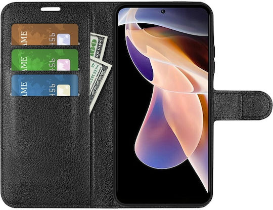 Tel1 Xiaomi Redmi Note 11 Pro+ 5G Litchi Texture Horizontal Book Mobile Phone Case Black