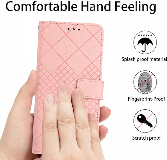 Tel1 Xiaomi Redmi Note 12 Pro 4g Rhombic Grid Texture Book Mobile Phone Case Pink