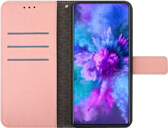 Tel1 Xiaomi Redmi Note 12 Pro 4g Rhombic Grid Texture Book Mobile Phone Case Pink