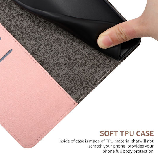 Tel1 Xiaomi Redmi Note 12 Pro 4g Rhombic Grid Texture Book Mobile Phone Case Pink