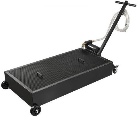 Low Profile Oil Drain Pan 75.7 Liter Capacity Rolling Oil Drain Pan Electric Pump & 2.2 M Hose Leakproof Corrosion Resistant Suitable for Cars SUVs Trucks Motorcycles ATVs Metal