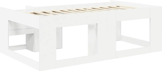 Kinderbett Einzel mit Stauraum Weiß für Matratze 90x200cm