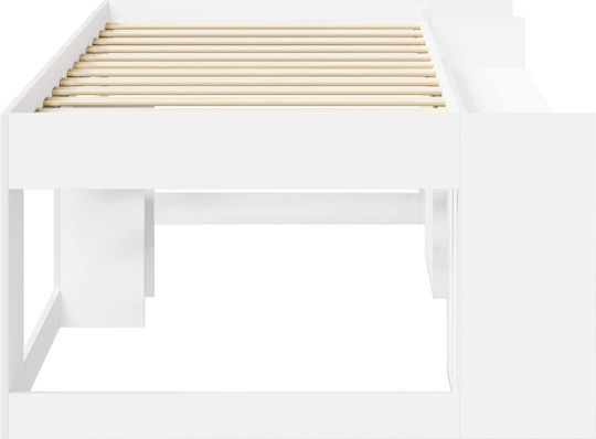 Kinderbett Einzel mit Stauraum Weiß für Matratze 90x200cm