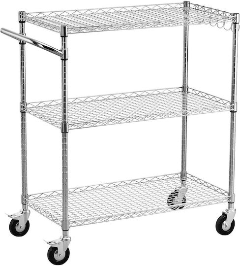 Vevor Vevor Kitchen Trolley Metallic 3 Tiers Silver 89x45x104cm