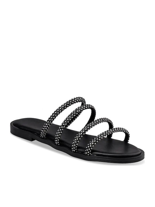 Leather Women's Flat Sandals Black