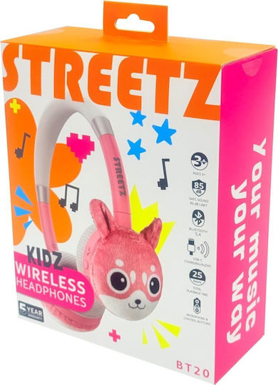 Streetz BT20 Wireless / Wired Kids' On Ear Headphones with 25 Hours Playing Time Pink