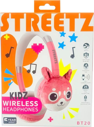 Streetz BT20 Wireless / Wired Kids' On Ear Headphones with 25 Hours Playing Time Pink