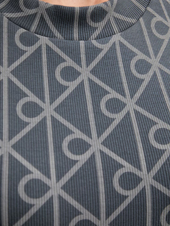 Damen Crop Top Baumwoll Kurzärmelig Grau