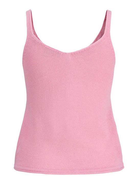 Women's Sleeveless Blouse with V-Neckline Pink