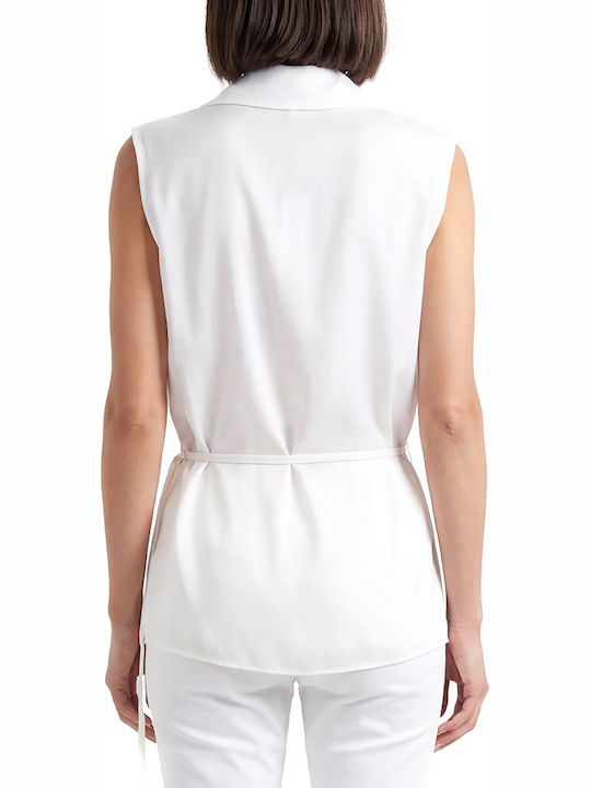 Twenty 29 Twenty 29 Damen Bluse Satin Ärmellose Weiße