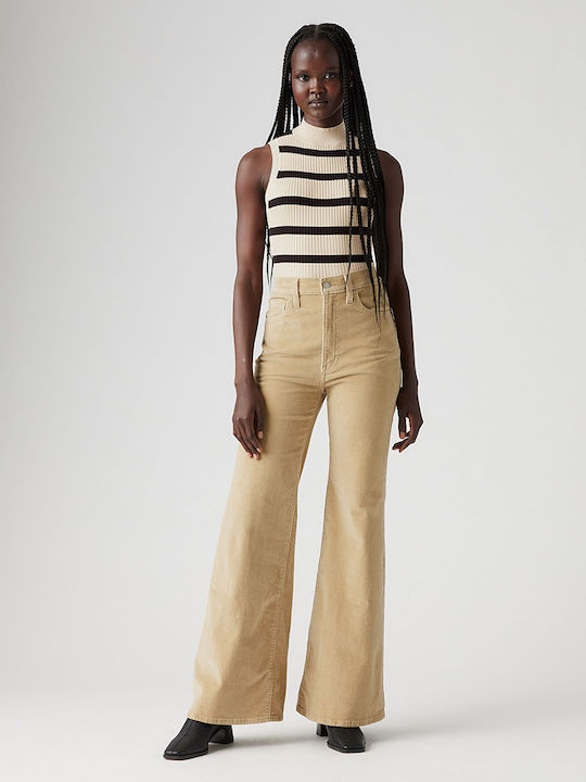 Ribcage Women's Jean Trousers Flared Beige