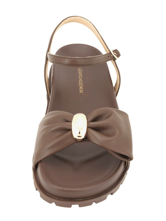 Nether Leder Damen Flache Sandalen Braun AM7961 Y929D908 DS-07