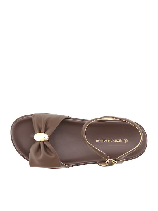 Nether Leder Damen Flache Sandalen Braun AM7961 Y929D908 DS-07