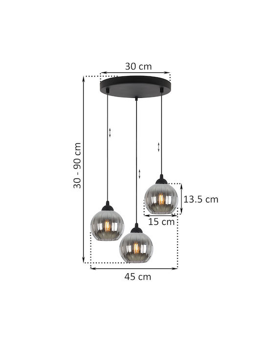 Light Home Candelabru Suspendat Negru cu Soclu E27