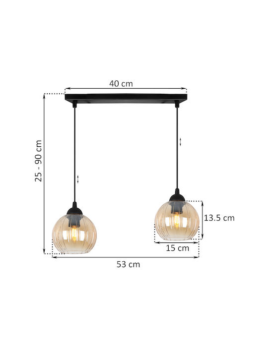 Light Home Candelabru Suspendat Negru cu Soclu E27