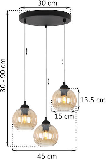 Light Home Candelabru Suspendat Negru cu Soclu E27