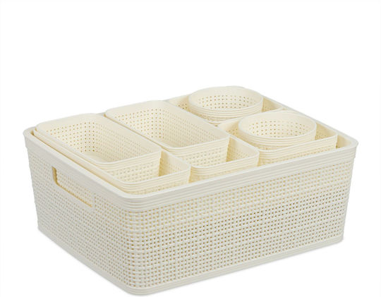 Relaxdays Πλαστικό Organizer Συρταριών σε Λευκό Χρώμα 13x28.5x35cm 10τμχ