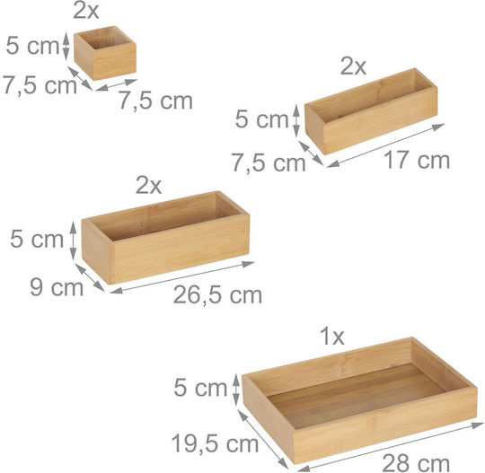 Relaxdays Organizator Pentru Sertare Maro 5x19.5x28cm 7 Bucăți