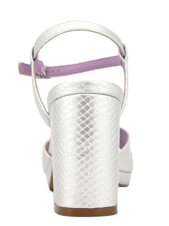 Damen Sandalen Silber Leder