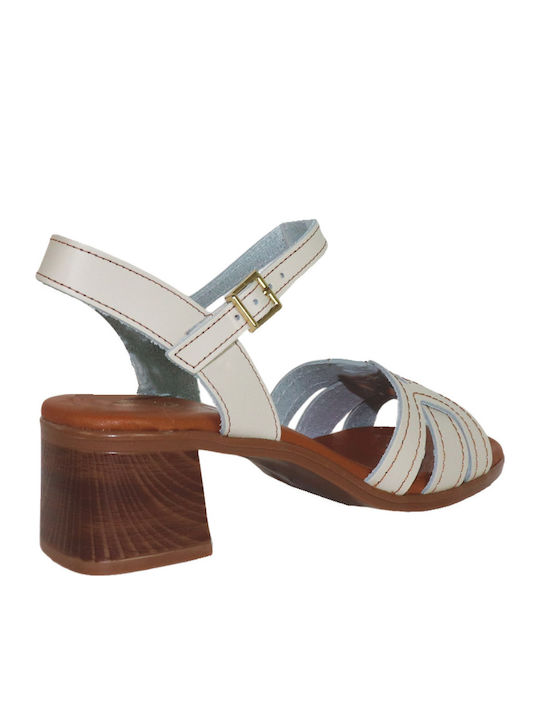 Damen Sandalen Aus Leder Beige
