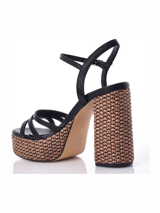 Damen Sandalen Schwarz Leder