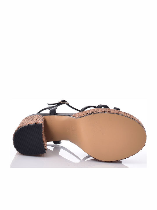 Damen Sandalen Schwarz Leder
