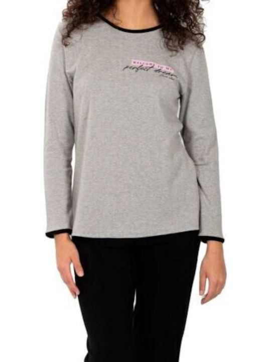 Nina Club Winter Women's Cotton Pajama Set Gray