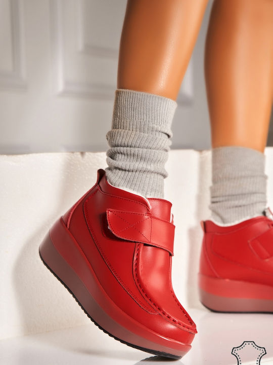 Leder Damen Stiefeletten Rote