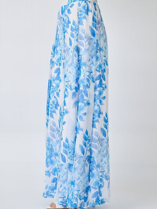 Maxi Skirt Floral Light Blue