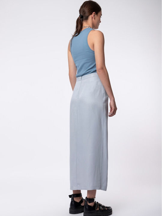 Linen Maxi Skirt Black Gray