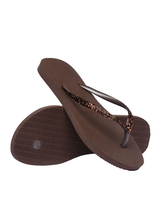 Slim Glitter Ii Flip Flops in Brown Colour