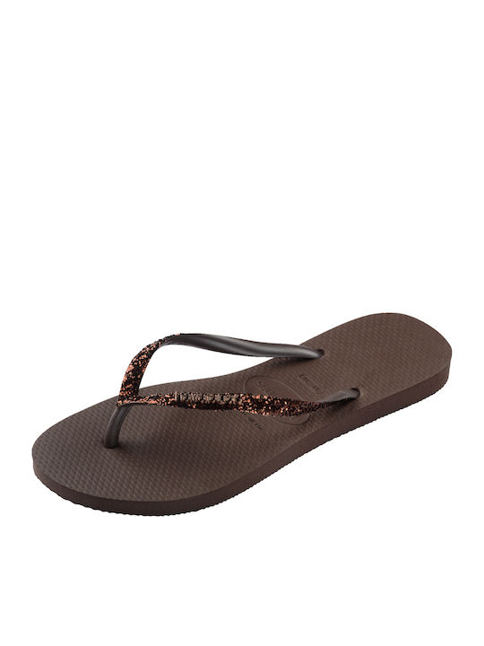 Slim Glitter Ii Flip Flops in Brown Colour