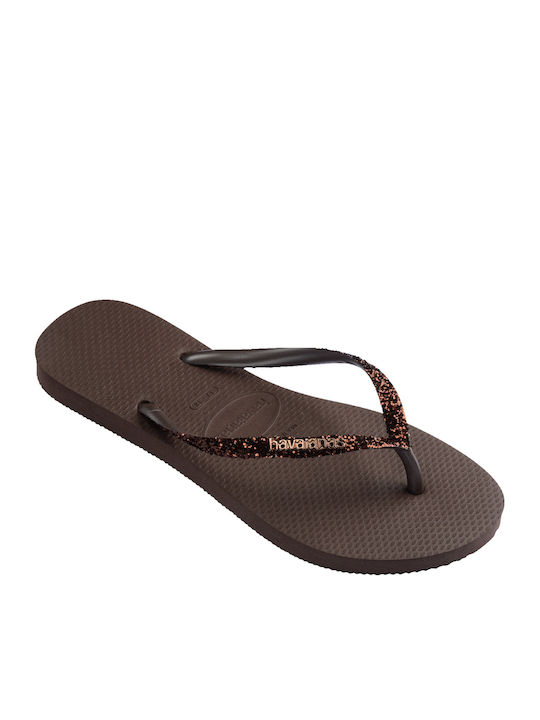 Slim Glitter Ii Flip Flops in Brown Colour
