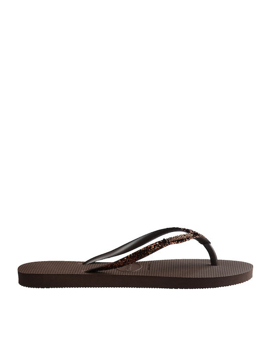 Slim Glitter Ii Flip Flops in Brown Colour