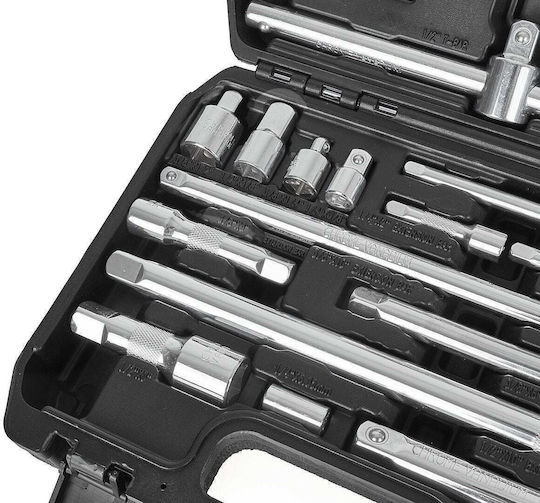 Geko Cheie Cu Clichet Cu Tubulare 1/4" & 3/8" & 1/2" 25 Bucăți