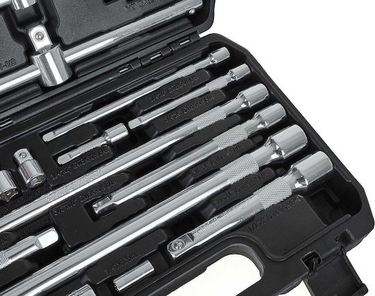 Geko Cheie Cu Clichet Cu Tubulare 1/4" & 3/8" & 1/2" 25 Bucăți