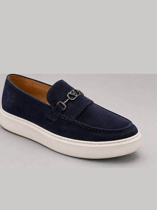 Suede Men's Loafers in Blue Colour