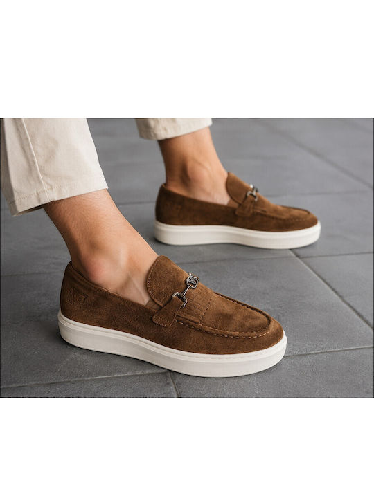 Suede Men's Loafers in Brown Colour