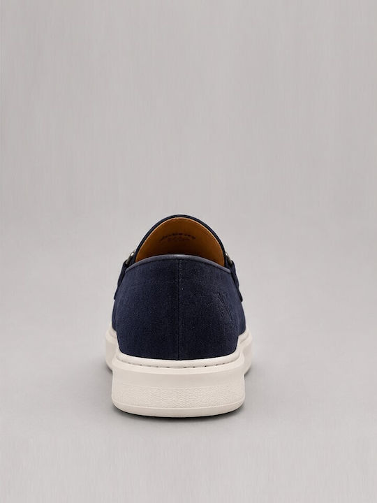 Suede Men's Loafers in Blue Colour