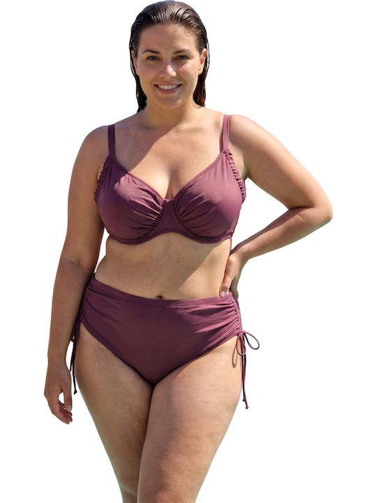 Γυναικείο Μαγιό Μπικίνι W8405 Set Bikini με Ελαφριά Ενίσχυση Σαπιο Μηλο