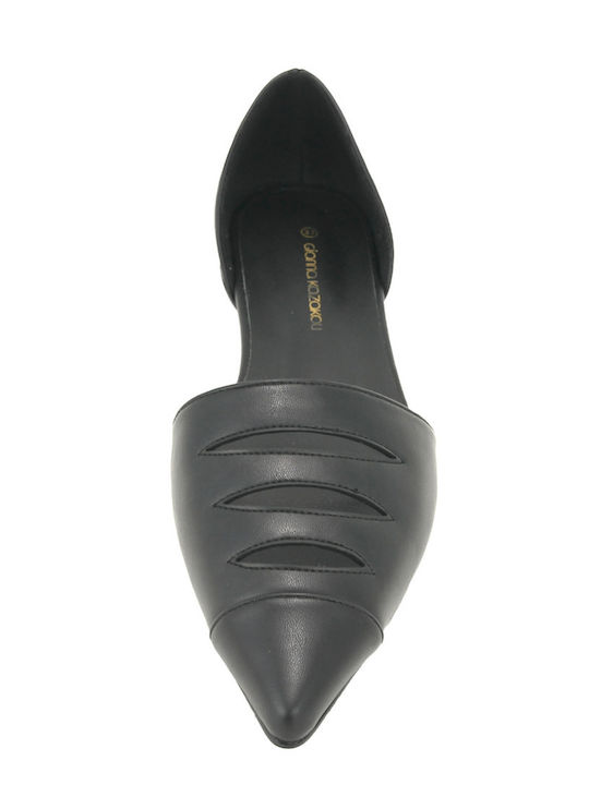 Damen Leder Ballerinas Schwarz