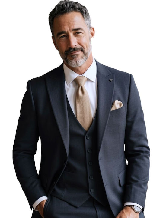 Men's Suit with Vest Blue