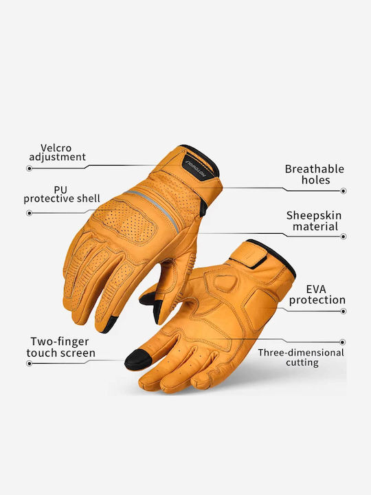 Motowolf GM4 Men's Motorcycle Leather Gloves Black