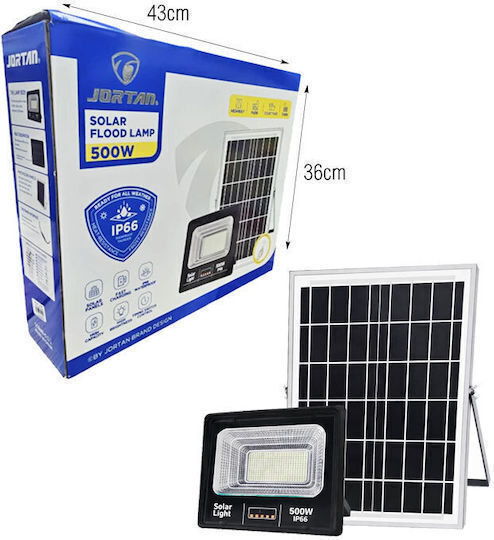 Jortan Waterproof Solar LED Flood Light 500W with Photocell and Remote Control IP66