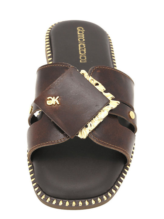 Nivet Leather Women's Flat Sandals Brown