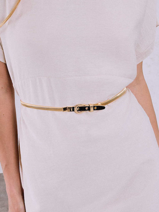 Celestino Women's Metallic Elastic Gold Belt