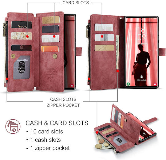 Caseme Wallet Δερμάτινο / Δερματίνης Κόκκινο (Galaxy S25 UltraRealme C30)